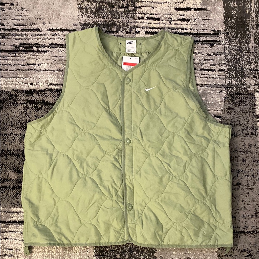 New Nike Mens Woven Insulated Military Vest Large Green